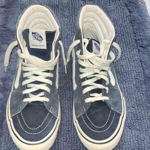 Vans Men's High Top Athletic Shoes in Navy and White